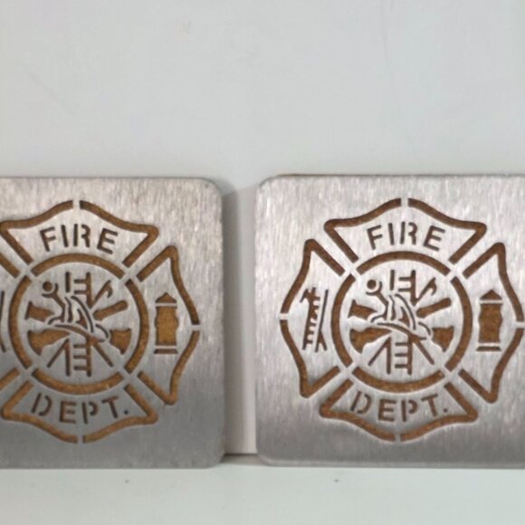 Fire Dept Metal Coasters - Set of 4 - Picture 2 of 6